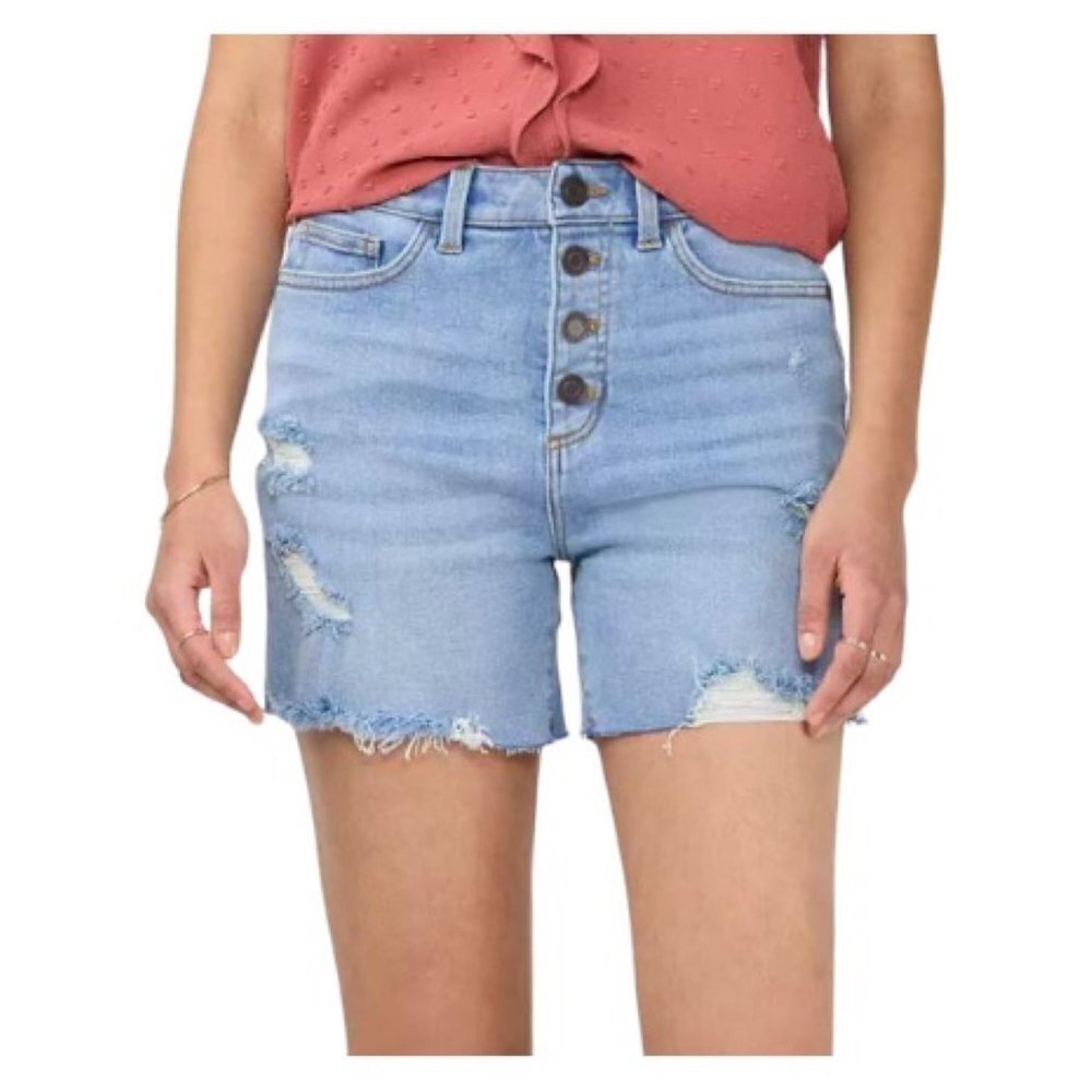 LC Lauren Conrad Womens High Rise Distressed Button Fly Jean Shorts Sz 4 New